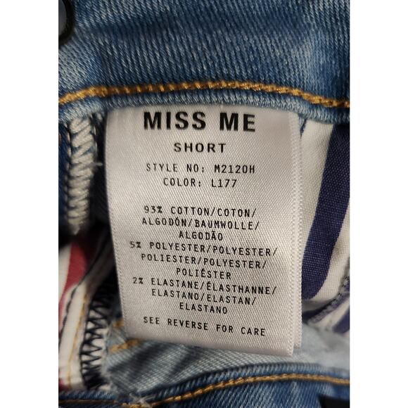 Miss Me Shorts Women 25 Blue Cut-Off Denim Fringe Embroidered Star Jeans NWT - Picture 6 of 7